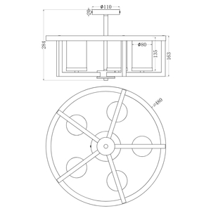 Costello 5 Light Semi Flush Antique Brass
